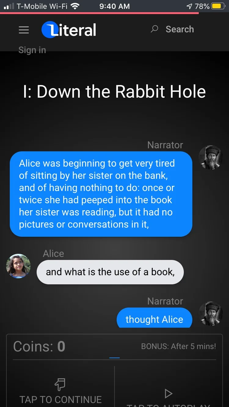 Literal: An Addictive Reader app turns books into a group text format, making it ideal for middle school readers