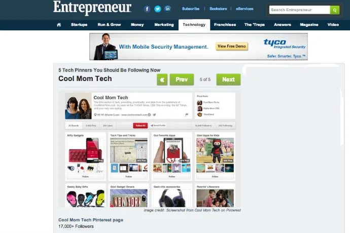 Entrepreneur Top Tech Pinterest Pinners
