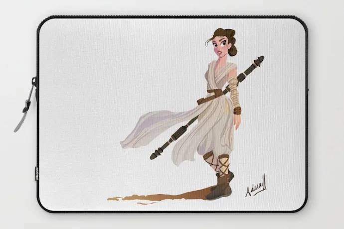 6 of the coolest fan art Rey laptop sleeves like this illustrated Rey on Society 6