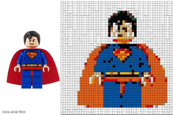 Superman LEGO Portrait Mosaics from Photobrix