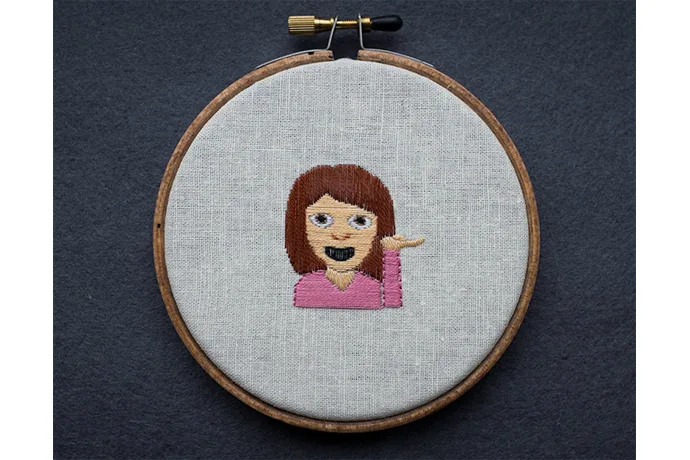 The coolest emoji gifts, like this embroidery hoop art from harllee