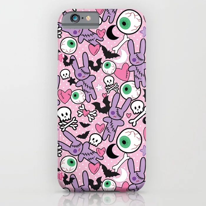 Halloween iPhone cases to use after Halloween: Pastel Goth Bunny Eyeball iPhone case from Griffy Prints,
