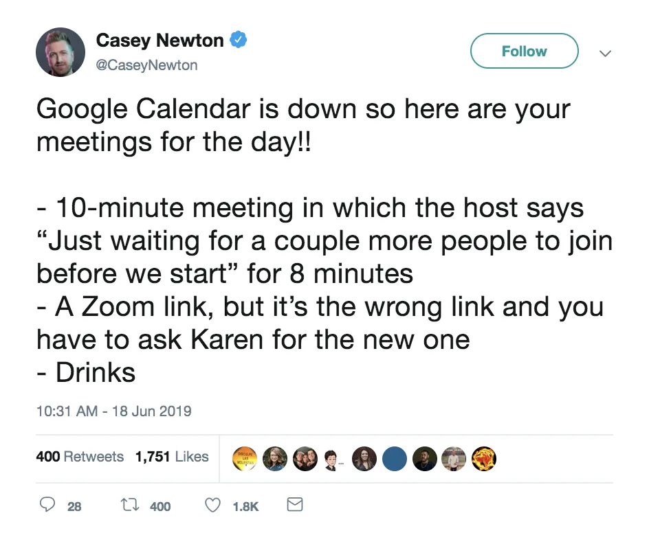 Google Calendar down tweets