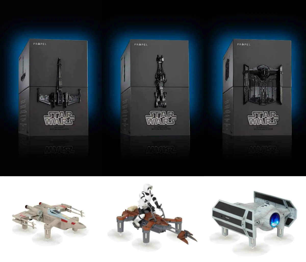 The new Propel Star Wars drones: X-Wing, Tie Fighter and Speed Bikes that are perfect replicas of the real Star Wars flyers!