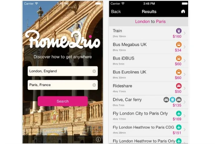 Rome2rio free app of the week for iOS and Android