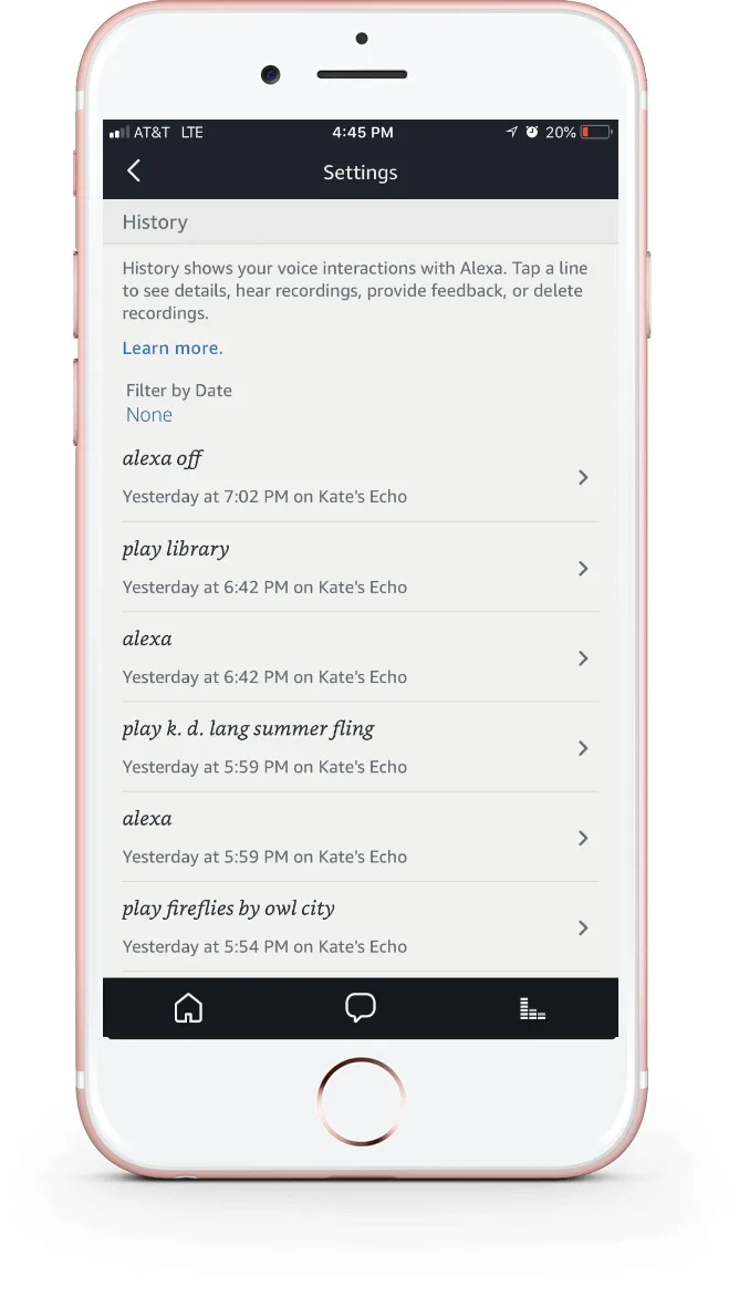 How to delete recorded conversations on Amazon's Alexa: Look out for "text not available" conversations.