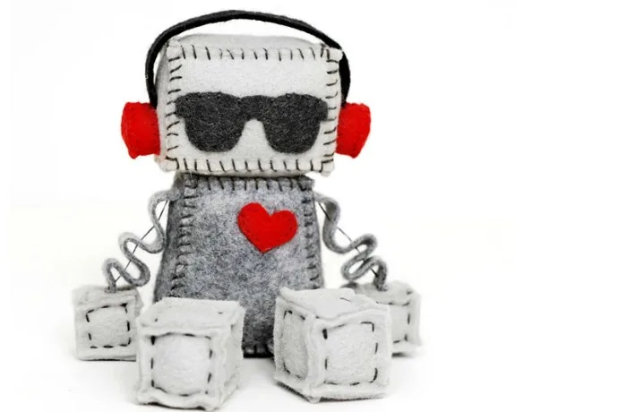 Punk red heart felt robot on Etsy