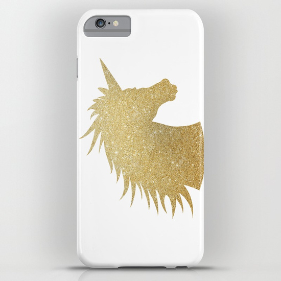 Unicorn iPhone cases: Glitter unicorn case at Society 6
