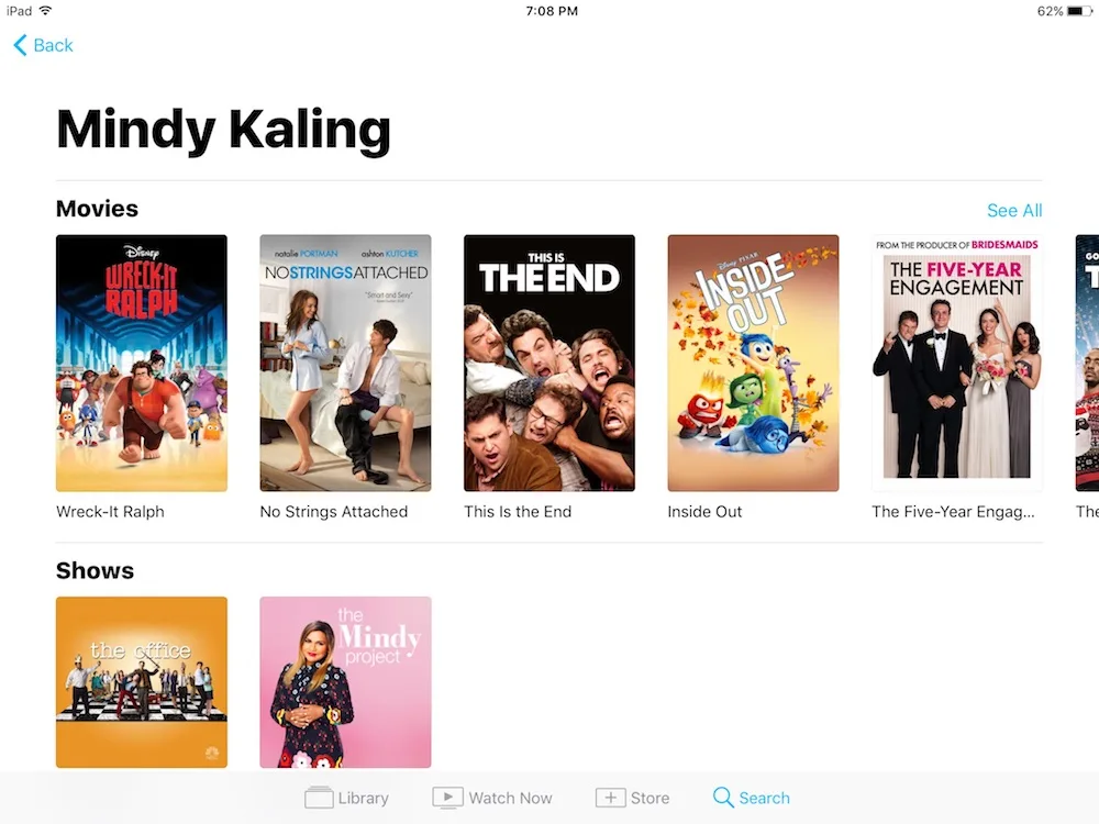 iOS TV app: Search all shows and movies by your favorite actor in one master search engine