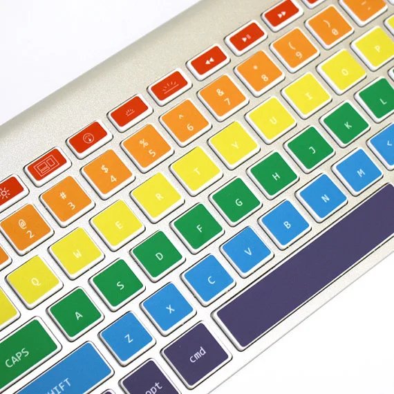 Rainbow Macbook keyboard decals from Keycals