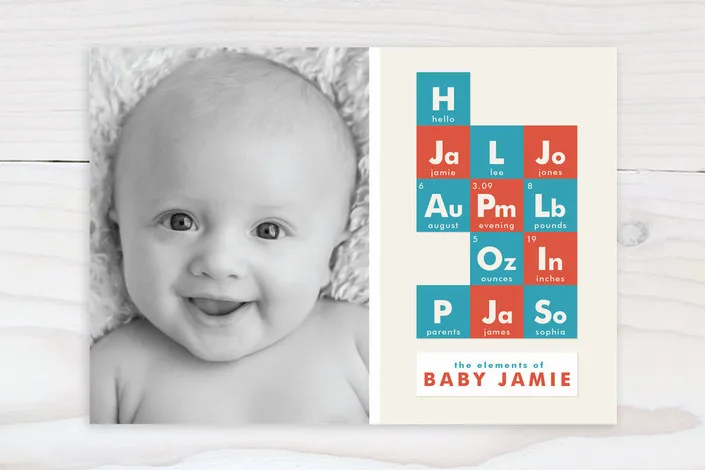 Elements geeky birth announcements by Pistols on Minted