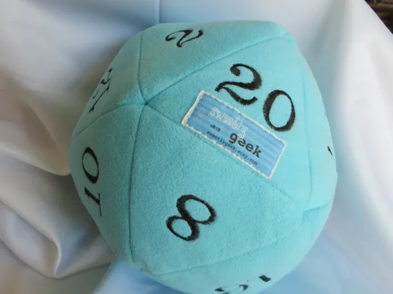 Geeky baby gift: Plush d20 die clutch ball