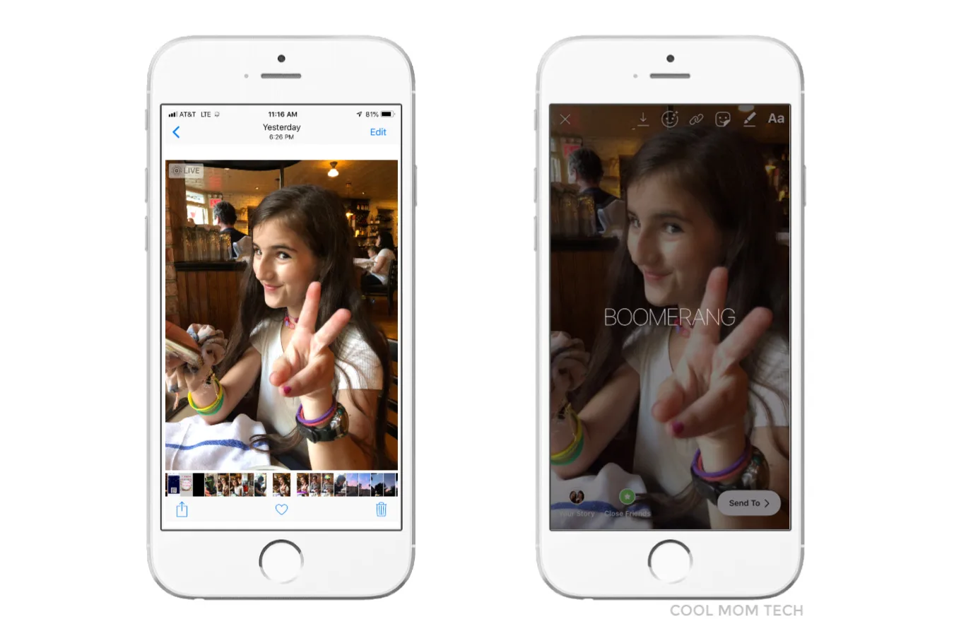 Awesome Instagram Stories trick: Turning a Live Photo into an animated Boomerang.