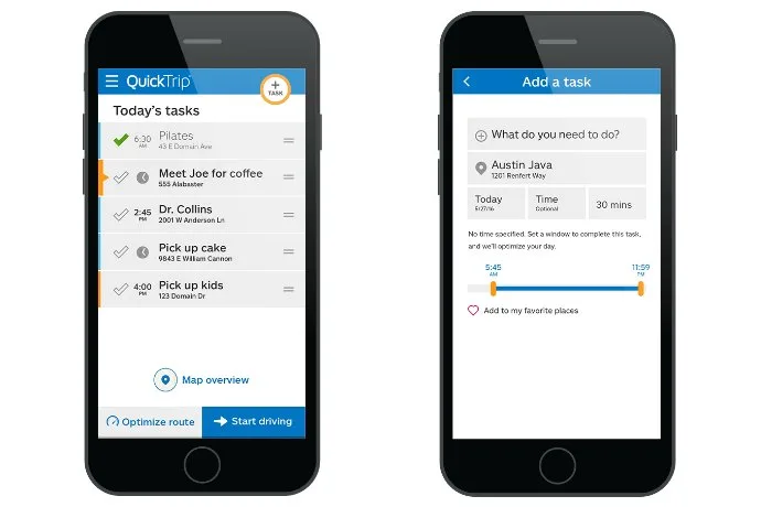 The QuickTrip app optimizes your schedule by providing the smartest routes in the most efficient order [sponsor]
