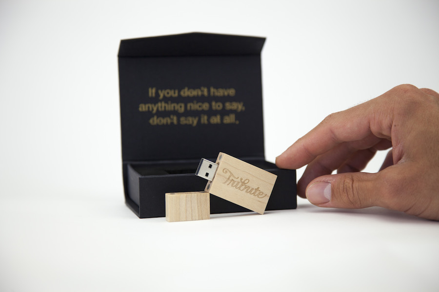 Tribute.co's sentimental video message on bamboo USB