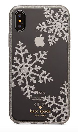 Holiday iPhone Cases: Kate Spade Glitter Snowflakes | 2017 Holiday Tech Gift Guide