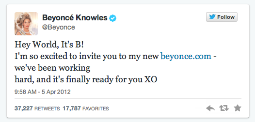 Beyonce first tweet