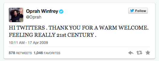 Oprah first tweet Oprah first tweet