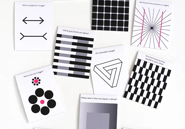 Free printables: Optical illusion flash cards or lunch box notes for kids
