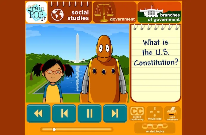 Explaining US elections and government with BrainPOP Jr videos