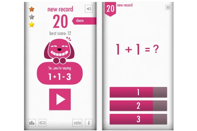 The 1+2=3 app is a fun, free brain teaser app that's not as easy as it sounds