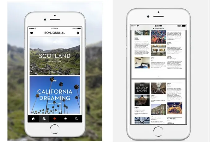 Bonjournal free travel journal app for iOS
