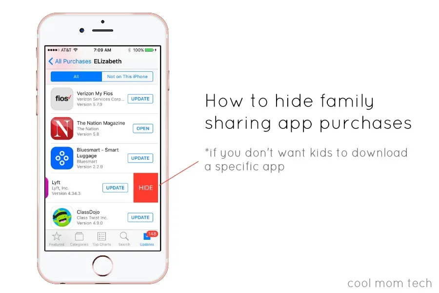 Hiding app purchases so kids can't download without your knowledge via Family Sharing | coolmomtech.com