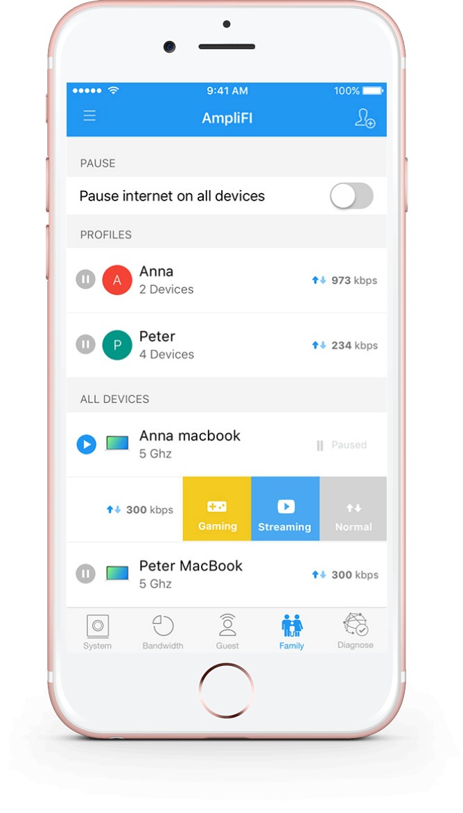 Set WiFi optimization for each connected device with the AmpliFi WiFi boosting router Set WiFi optimization for each connected device with the AmpliFi WiFi boosting router