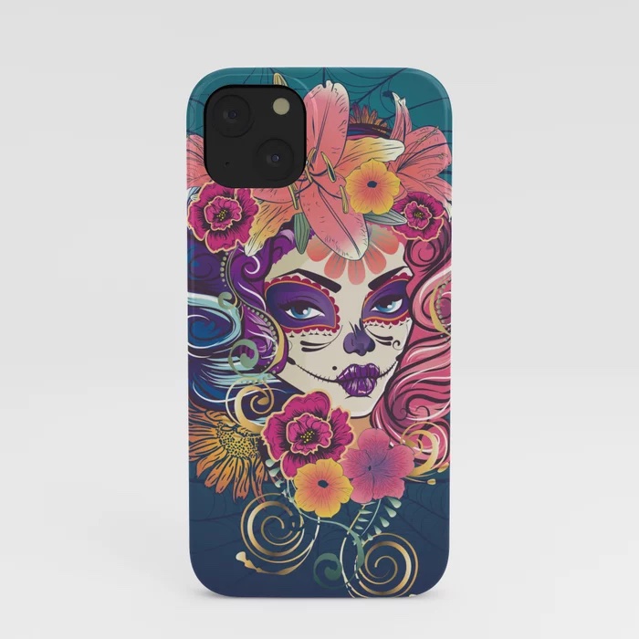 Sugar skull portrait iPhone case for Halloween and beyond, by Ann Artshock Sugar skull portrait iPhone case for Halloween and beyond, by Ann Artshock