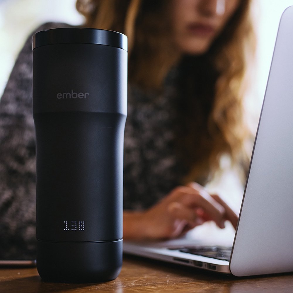 The Ember smart travel coffee mug keeps your coffee at your exact preferred temperature