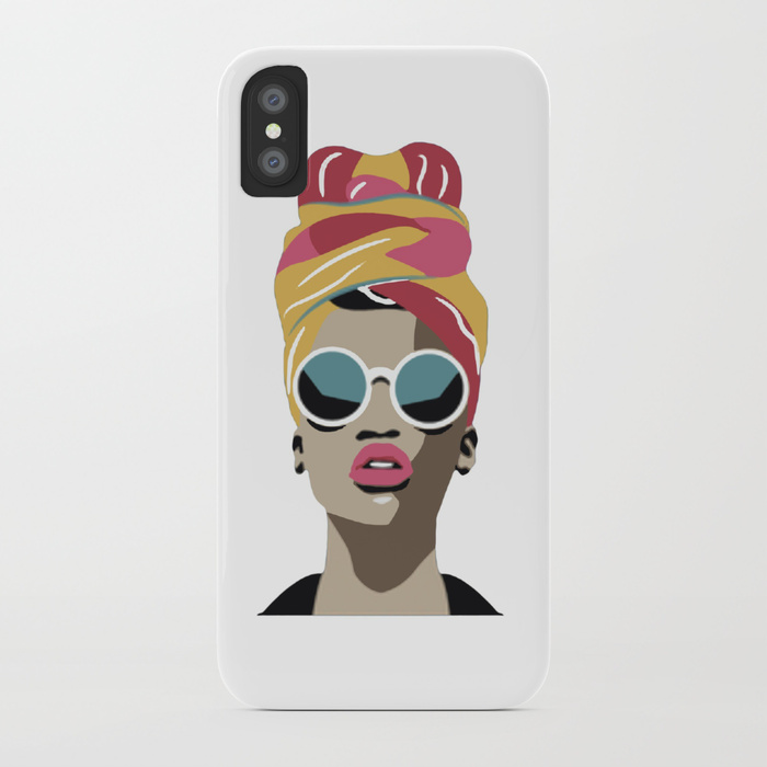 Girl power phone cases: Black girl headwrap phone case by Balquisart