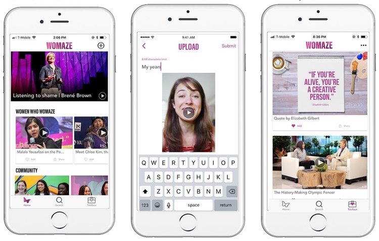 Find inspiring and entertaining content for women at the Womaze app