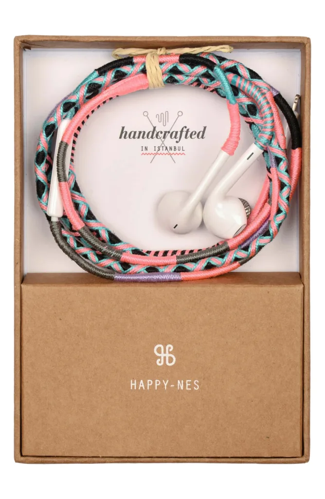 Stylish tech gifts for the trendsetter in your life: Happy-ness woven earbuds Stylish tech gifts for the trendsetter in your life: Happy-ness woven earbuds
