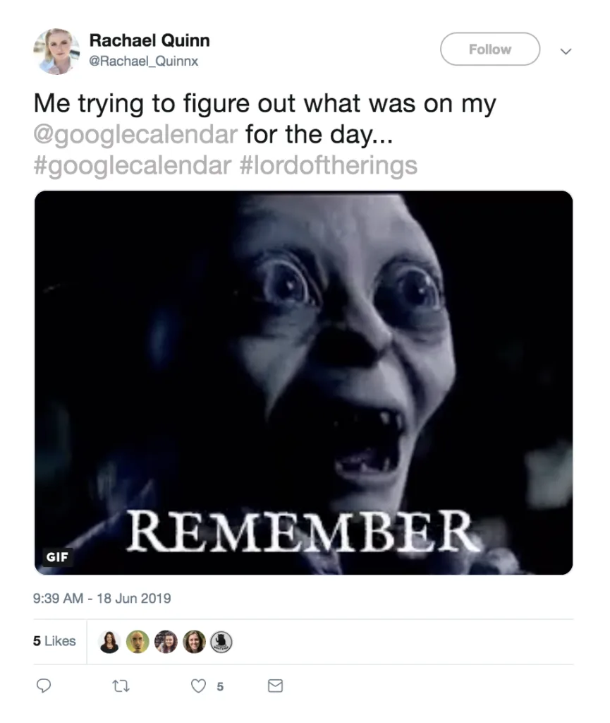Google Calendar down: Funny tweet by Rachael Quinn