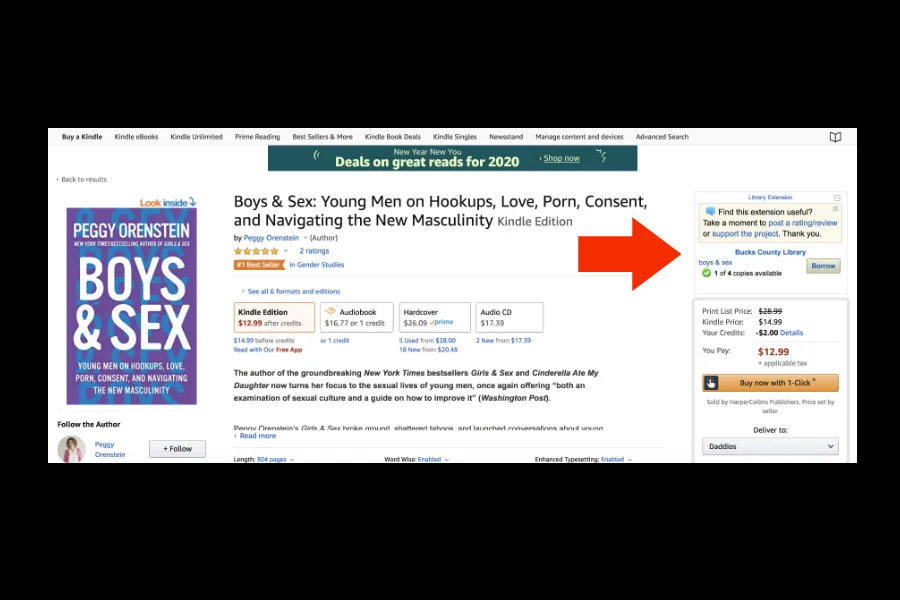 Use this browser extension to show you what Amazon books are available at your local library