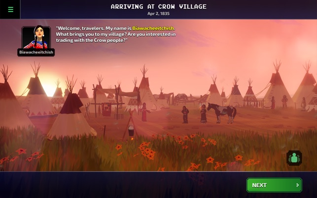 The updated Oregon Trail game includes authentic character names and beautiful landscapes