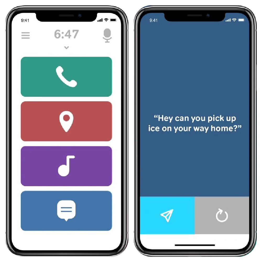 Apps that read texts out loud: Drivemode and Drivemode Dash use a minimalist interface for safer driving.