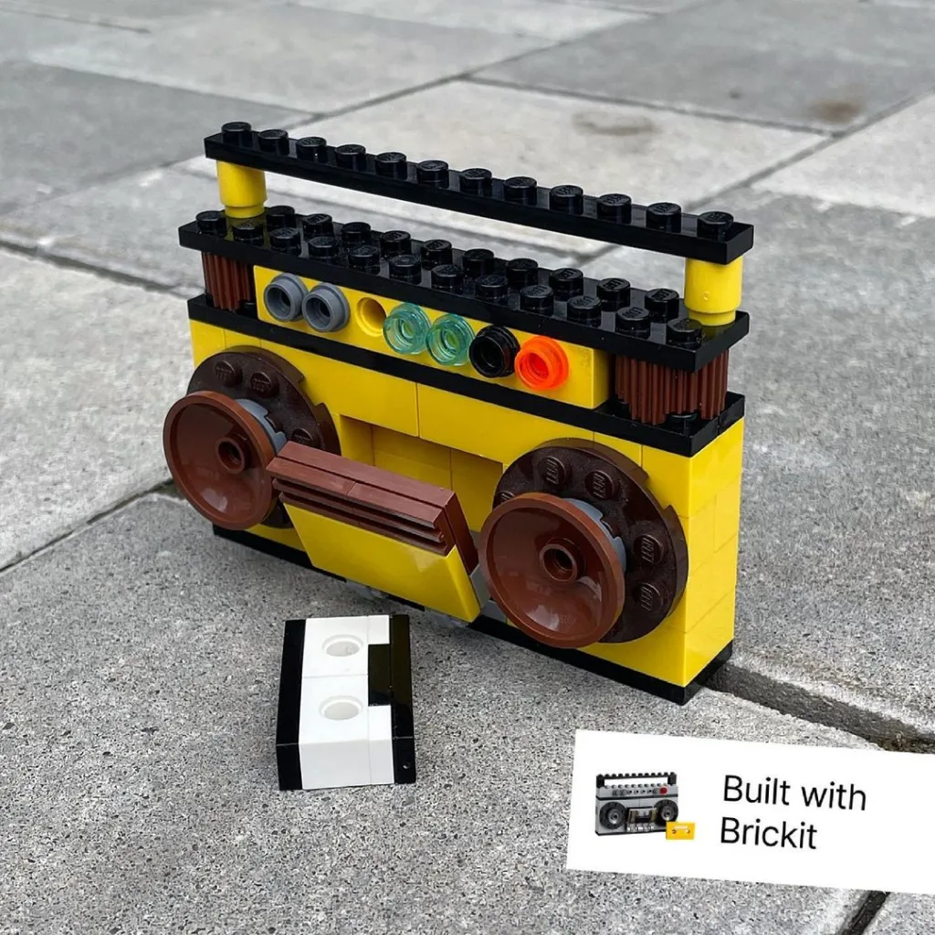 Use the Brikit app to figure out what to build with the LEGO bricks you have -- like this boombox!