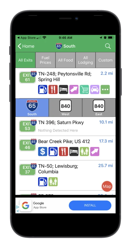 The best apps for road trips with kids: iExit app