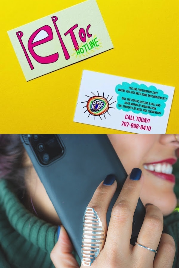 PepToc is a free encouragement hotline that lets you hear the joyous encouragement of kindergarteners