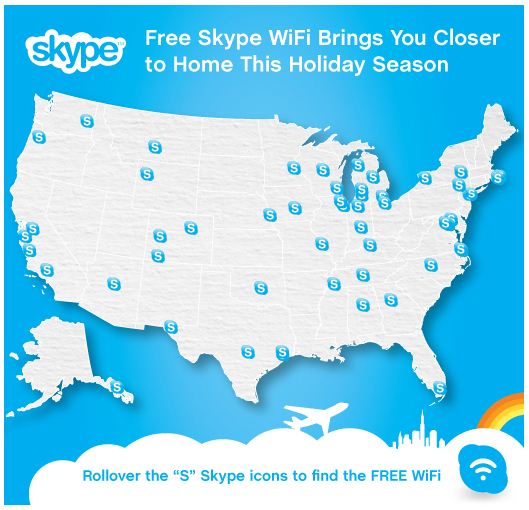 Skype wishes travelers a happy holiday with free WiFi