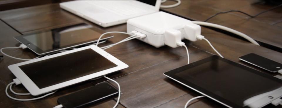 The POWERQUBE lets you charge your 8 zillion devices at once. Okay, maybe 9.