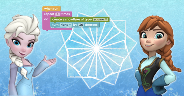 Frozen’s Anna and Elsa, now teaching kids to code: Do you want to build a snowflake?