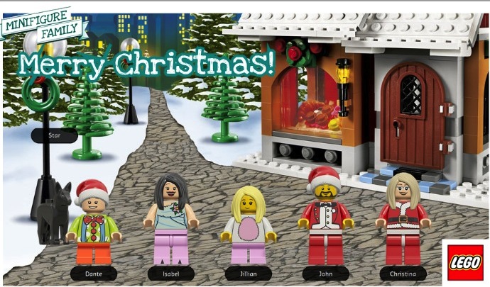 Everything is awesome about the free LEGO minifigure family holiday postcards