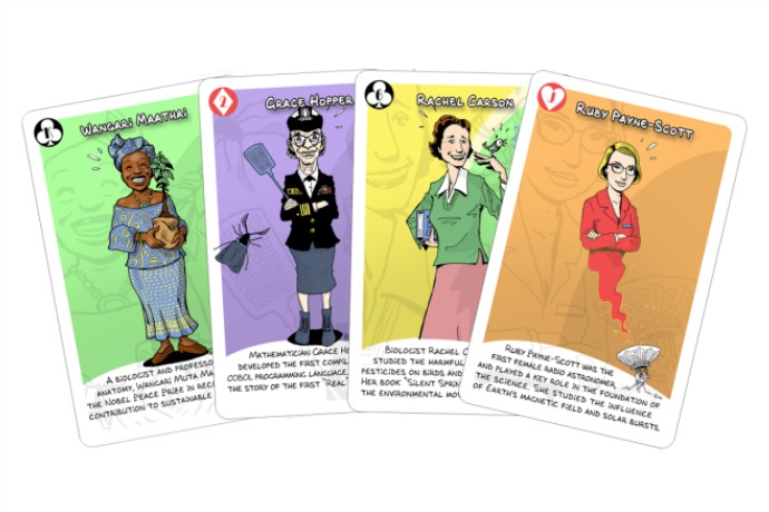 A card game that teaches kids about women in science. So basically, our kind of card game.