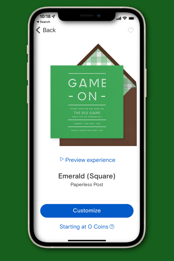 Paperless Post Invitation App: Great way to coordinate a game day party