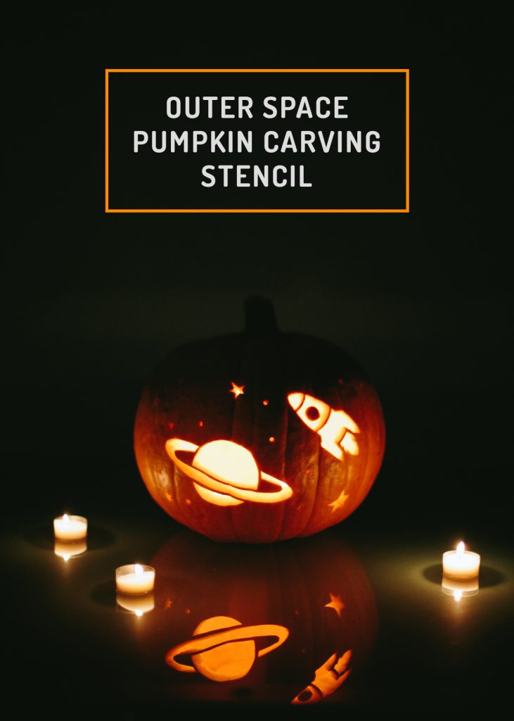 Geeky pumpkin stencils: Free outer space pumpkin carving template from Destination Science | Cool Mom Tech