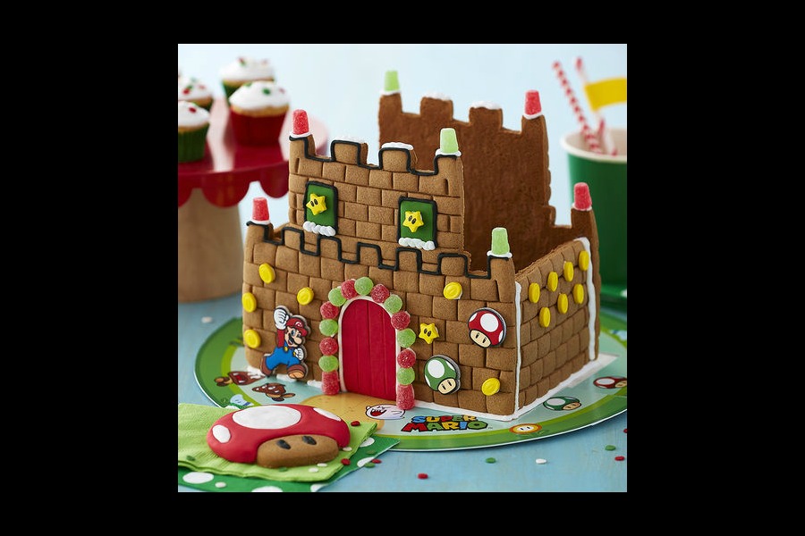 A Super Mario gingerbread house. Wahoo!