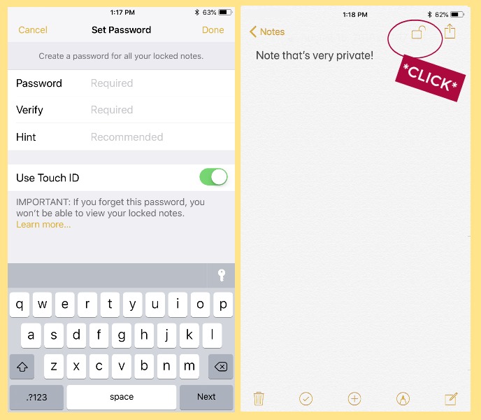 How to set a password on any note in your iOS Notes App | coolmomtech.com