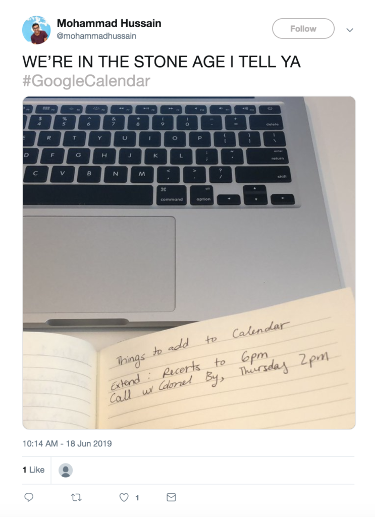 Google Calendar down: Funny tweet by Tariq Habaybeh